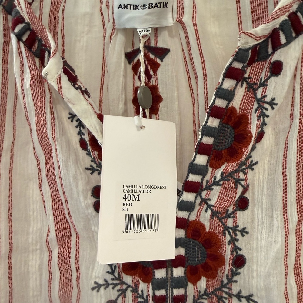 Antik Batik Red and White Embroidered Long Sleeve Dress - Picture 2 of 3